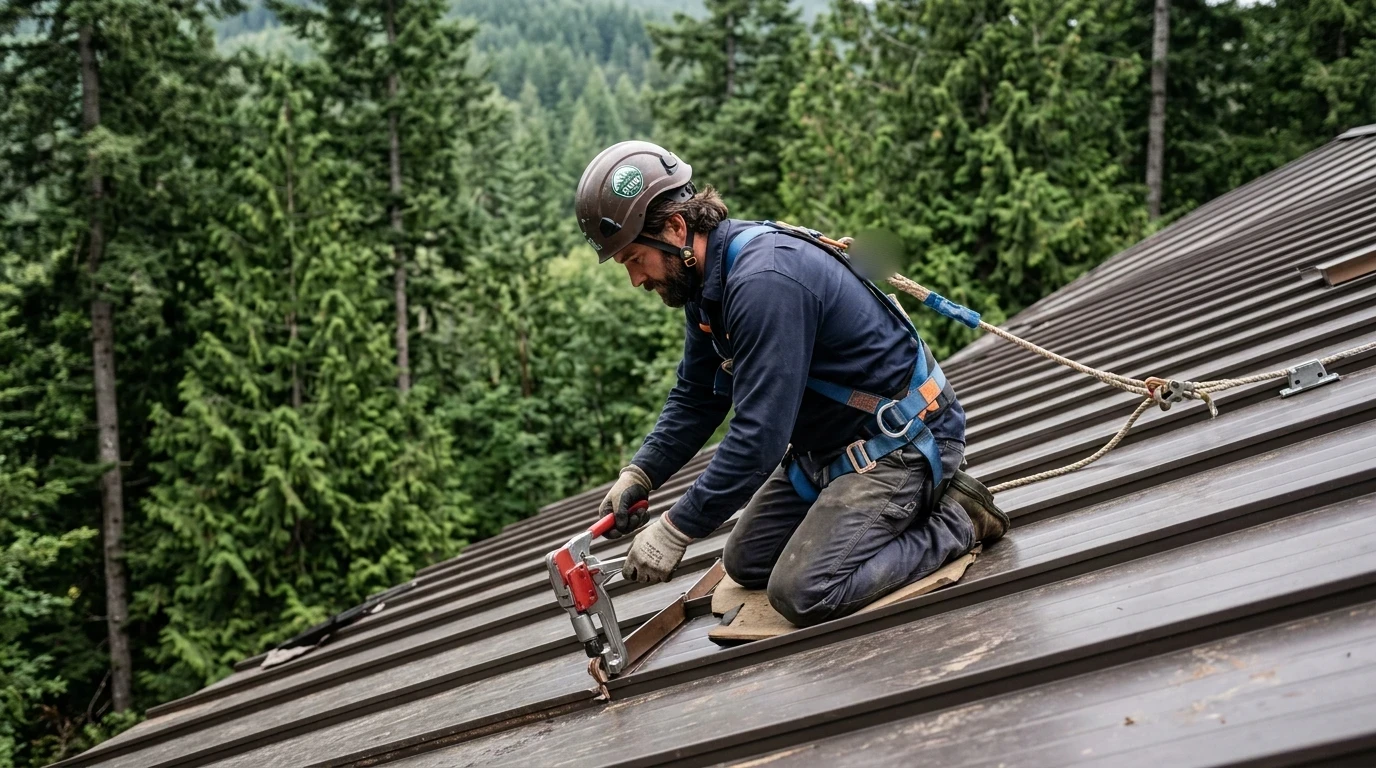 Standing seam metal roof installation by licensed Clark County craftsmen