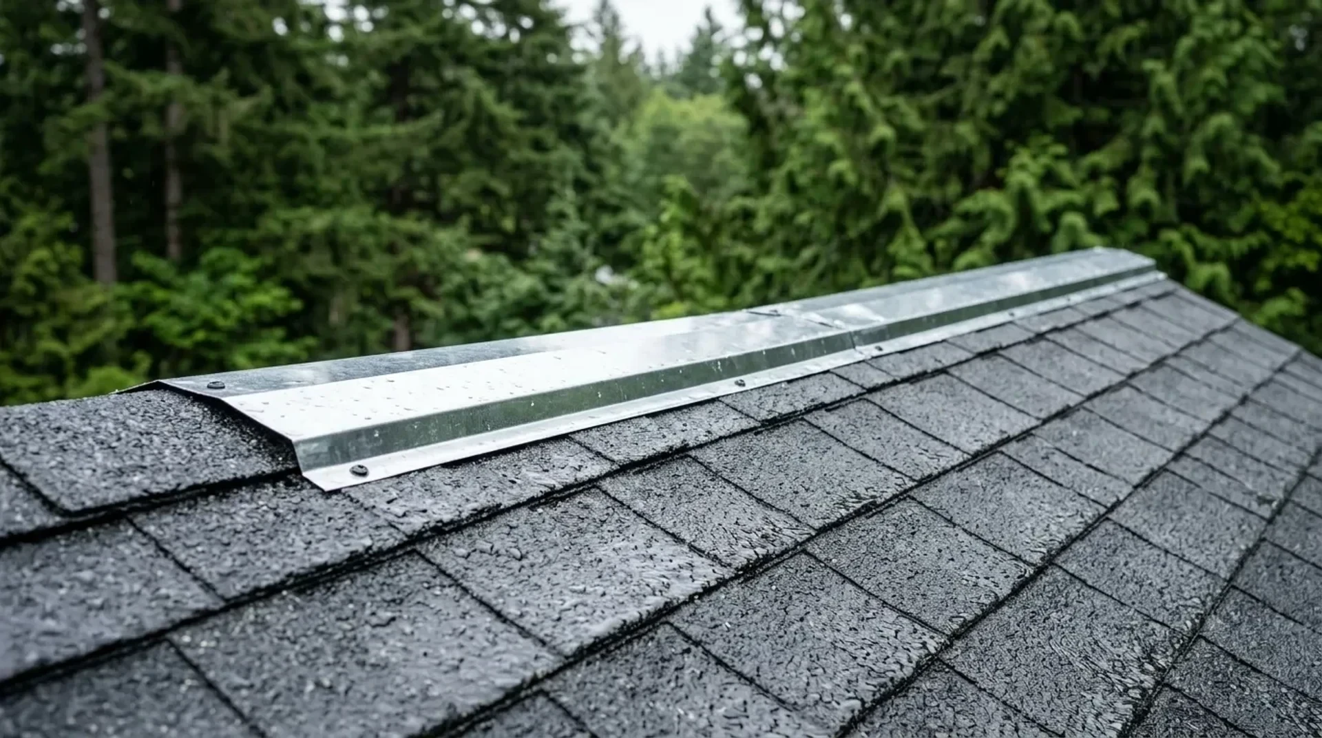 Pacific Northwest residential roof with zinc moss prevention strip and gentle bio-wash treatment in Clark County WA